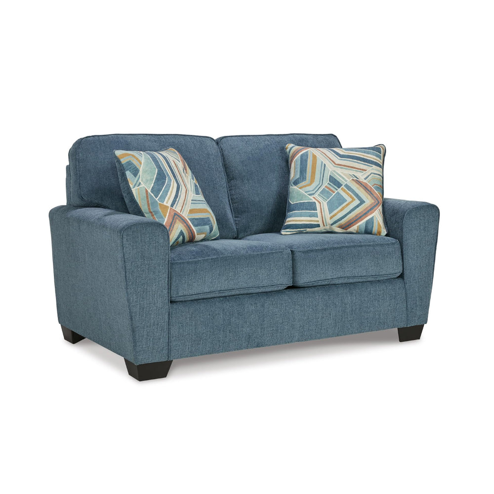 Contemporary Loveseat with Accent Pillows | 63" W Fabric Upholstery