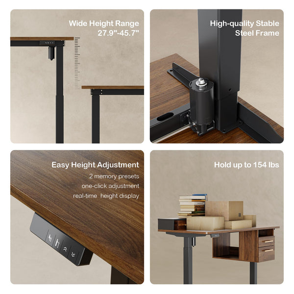 Electric Standing Desk & Executive Desk Set with Hutch & Drawers