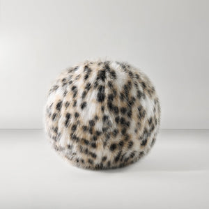 Spotted Faux Fur Ball Pillow 12" | Leopard Print Round Throw Pillow