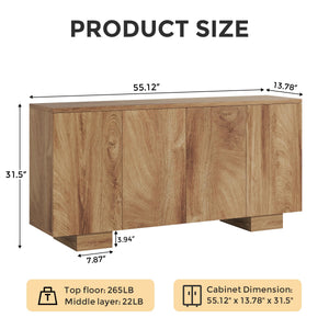 Farmhouse Sideboard Buffet Cabinet with 4 Doors & Adjustable Shelves