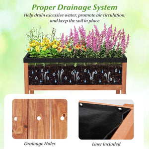 2-Tier Wooden Raised Garden Bed with Storage Shelf