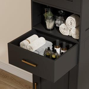 Tall Bathroom Storage Cabinet with Adjustable Shelves and Doors