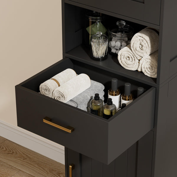 Tall Bathroom Storage Cabinet with Adjustable Shelves and Doors