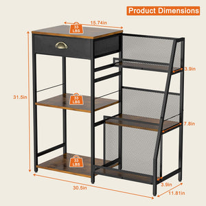 3-Tier Wine Rack Bar Cabinet with Drawer
