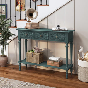 Console Table with 3 Drawers & Open Shelf