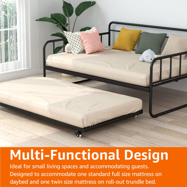 Full Size Daybed with Twin Trundle Bed Frame