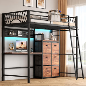 Twin Size Loft Bed with Desk