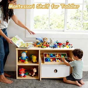 Kids Bookshelf with Reading Nook and Storage Bench