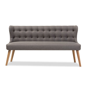 Grey Fabric 3-Seater Settee Bench