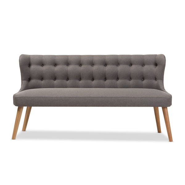 Grey Fabric 3-Seater Settee Bench