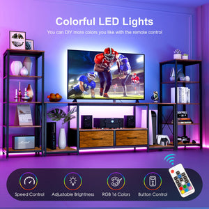 TV Stand with LED Lights & Power Outlets for 65-Inch TVs