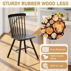 Spindle Back Dining Chairs Set of 4, Black