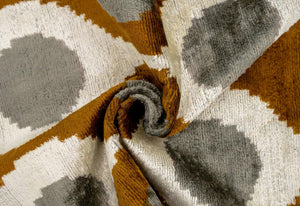 Velvet Throw Pillow – Mustard & Grey Geometric, 20x20"