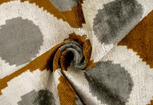 Velvet Throw Pillow – Mustard & Grey Geometric, 20x20"