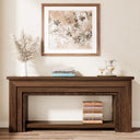 Wood Console Table with Double-Layer Open Storage — Rustic Brown