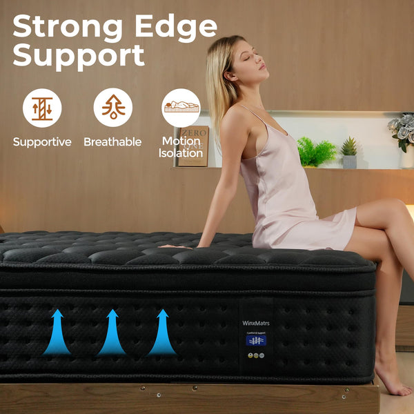 Queen Mattress 14 Inch Memory Foam Hybrid Euro Top
