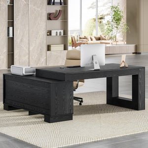 L-Shaped Executive Desk with File Cabinet