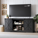 Farmhouse TV Stand with Sliding Barn Doors & Storage Cabinets