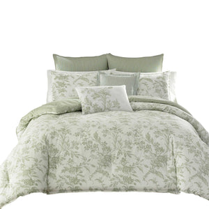 King Size Floral Toile Comforter Set – 7-Piece Cotton Bedding