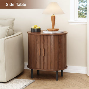 Fluted End Table with Storage & Charging Station