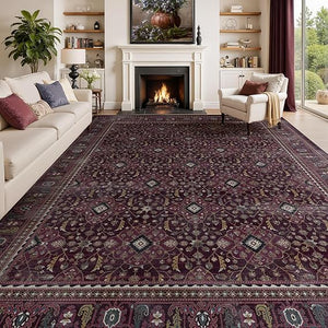 9x12 Moroccan Boho Area Rug – Washable, Non-Slip, Low Pile