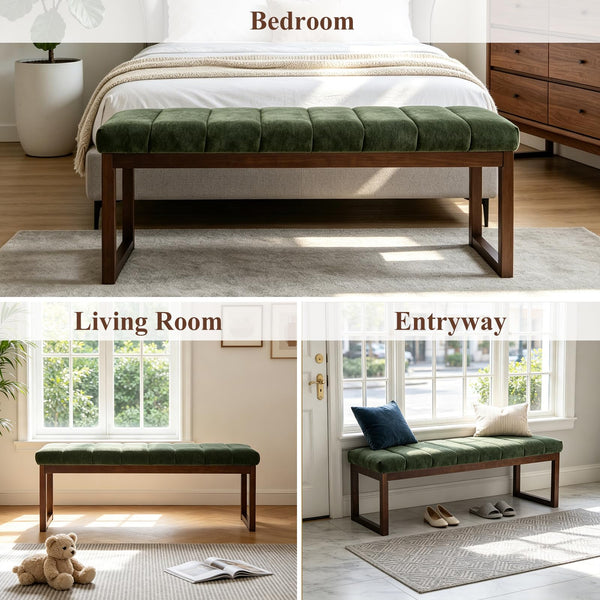 Upholstered Chenille Entryway Bench