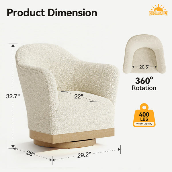 High-Back Boucle Barrel Swivel Accent Chair