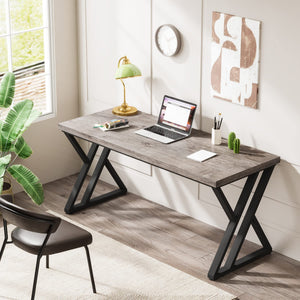 55-Inch Computer Desk with Z-Shaped Metal Legs