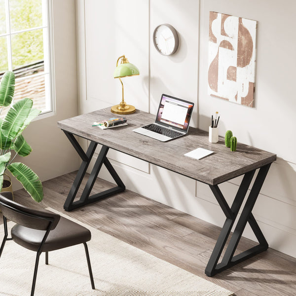 55-Inch Computer Desk with Z-Shaped Metal Legs