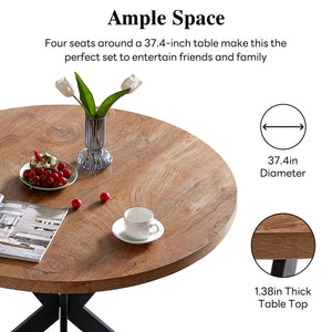 Round Dining Table Set for 4 with Velvet Chairs