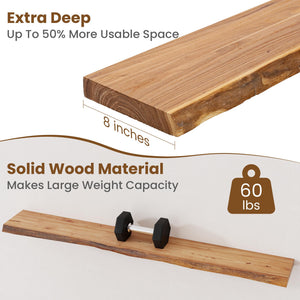 Live Edge Elm Wood Floating Wall Shelf 55 Inch