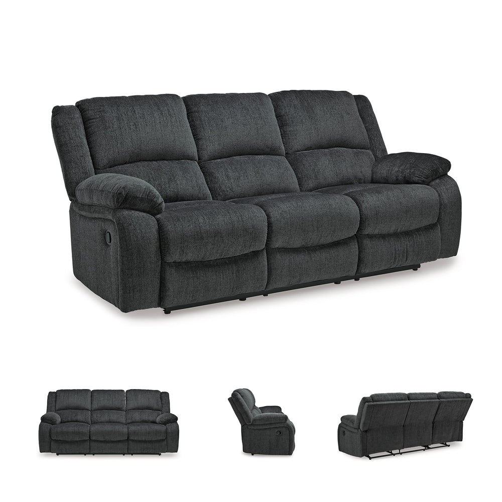 Dual Reclining Sofa with Pull Tab – Grey Chenille