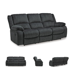 Dual Reclining Sofa with Pull Tab – Grey Chenille