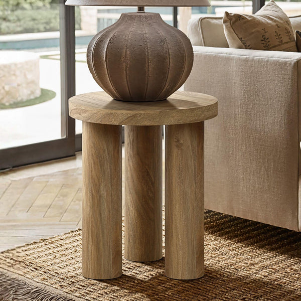 Round Side Table with 3 Pillar Legs