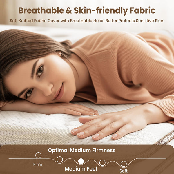 Twin 12-Inch Hybrid Mattress – Medium Firm, Zoned Pocket Coil & Gel Memory Foam