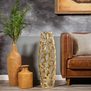 Gold Ceramic Floor Vase 24 Inch