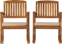 Acacia Wood Outdoor Rocking Chair Set of 2 with Water-Resistant Cushions