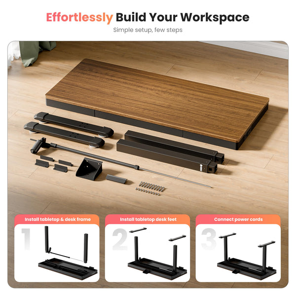 Electric Standing Desk with Drawer & Power Outlet – 55 Inch Adjustable Height