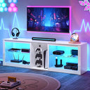63-Inch High Gloss TV Stand with LED Lights & Glass Shelves