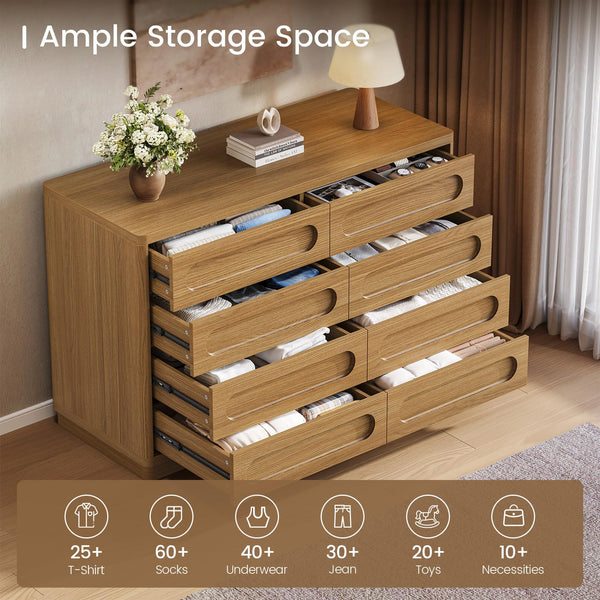 8-Drawer Dresser with Deep Storage – Wide Chest of Drawers for Bedroom & Closet