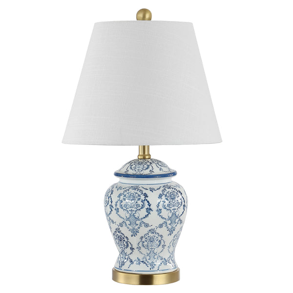 Chinoiserie Ceramic Table Lamp — Blue & White, 24.5"