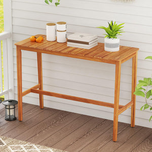 Acacia Wood Outdoor Bar Table 54" x 22" x 38"