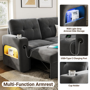 L-Shaped Sleeper Sofa with Storage & Charging Station