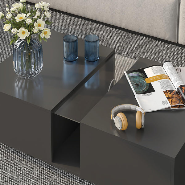 LED Coffee Table with Storage & Sliding Drawers