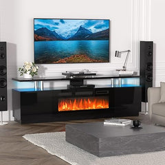 70" Fireplace TV Stand with Electric Heater & LED Colors