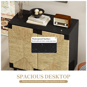 Seagrass Sideboard Buffet Cabinet with Adjustable Shelf