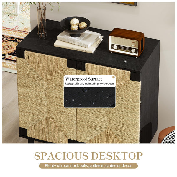 Seagrass Sideboard Buffet Cabinet with Adjustable Shelf