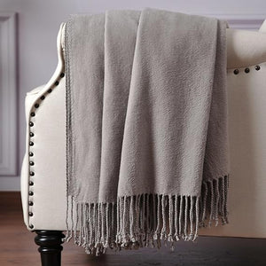 Silk Throw Blanket with Hand-Knotted Fringe