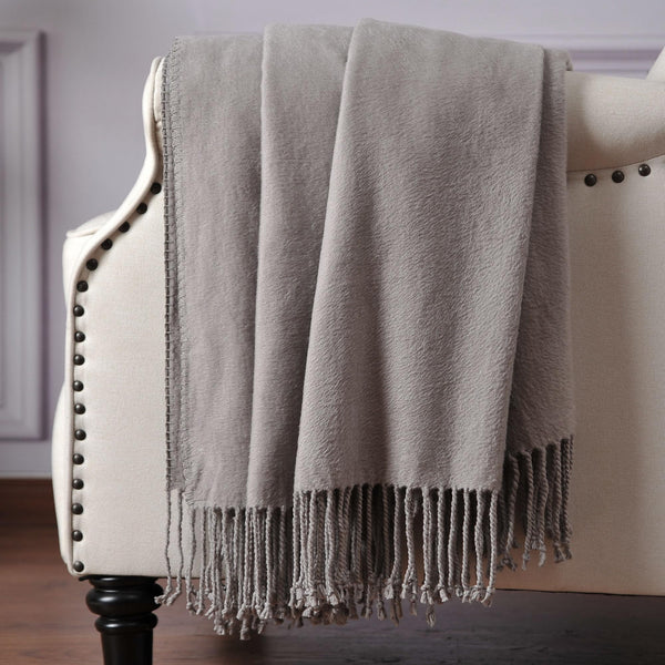 Silk Throw Blanket with Hand-Knotted Fringe