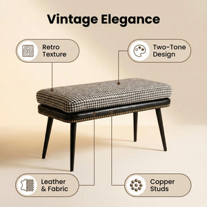 32" Retro Upholstered Entryway Bench with Removable Cushion